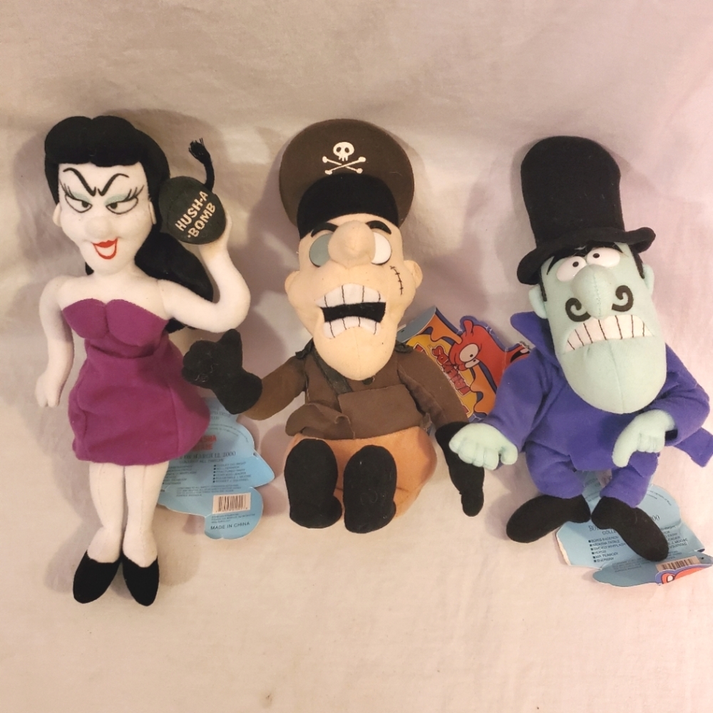 Lot of 3 Vintage Rocky & Bullwinkle & Friends Stuffed Plushies Birthday Tags